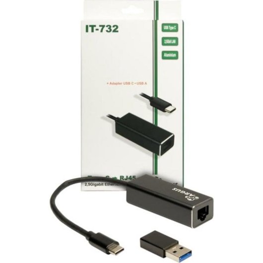 Netzwerkkarte Inter-Tech IT-732 USB Typ C Ethernet 2,5 Gbit/s Aluminium Grau