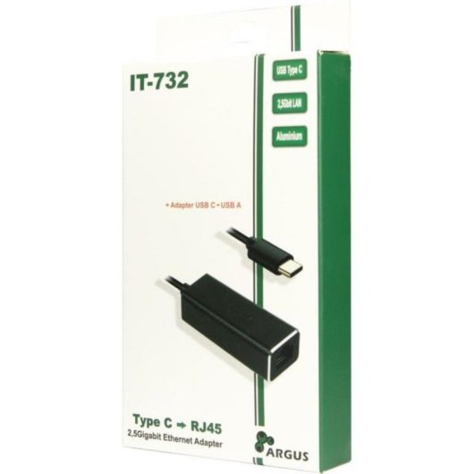 Netzwerkkarte Inter-Tech IT-732 USB Typ C Ethernet 2,5 Gbit/s Aluminium Grau