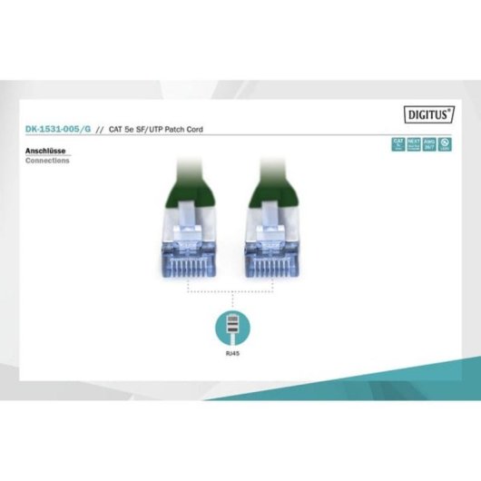 Cable de red DIGITUS Cat5e SF/UTP 0,5 m verde