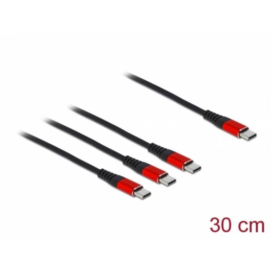 Cable de carga USB 3 en 1 DeLOCK USB Type-C a 3 x USB Type-C 30 cm