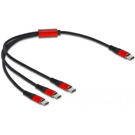 Cable de carga USB 3 en 1 DeLOCK USB Type-C a 3 x USB Type-C 30 cm