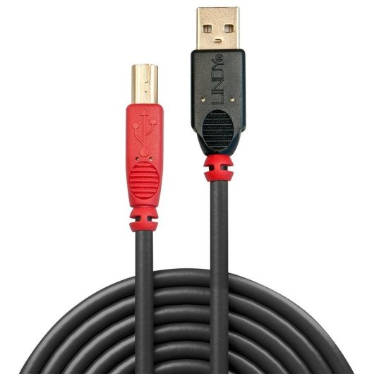 Cable USB 2.0 A Macho a B Macho 10 m Lindy Negro/Rojo