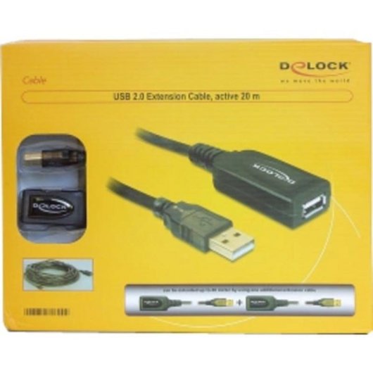 Cavo estensione USB 2.0 DeLOCK 20 m Nero Maschio/Femmina