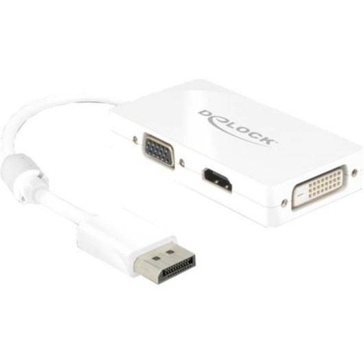 Adaptador DisplayPort para VGA+HDMI+DVI-D DeLOCK 0,16 m Branco