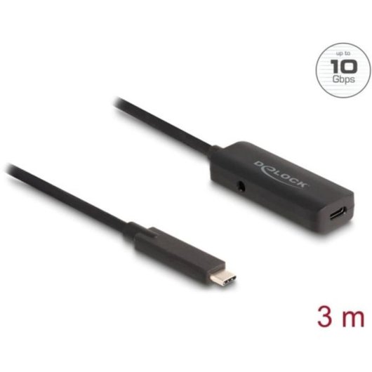 USB-C-Verlängerungskabel DeLOCK 80027 3 m USB 3.2 Gen 2 10 Gbit/s Schwarz