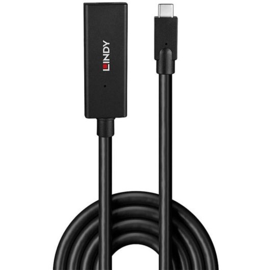 Cable alargador USB-C Lindy 43364 5 m USB 3.2 Gen 2 10 Gbit/s Negro