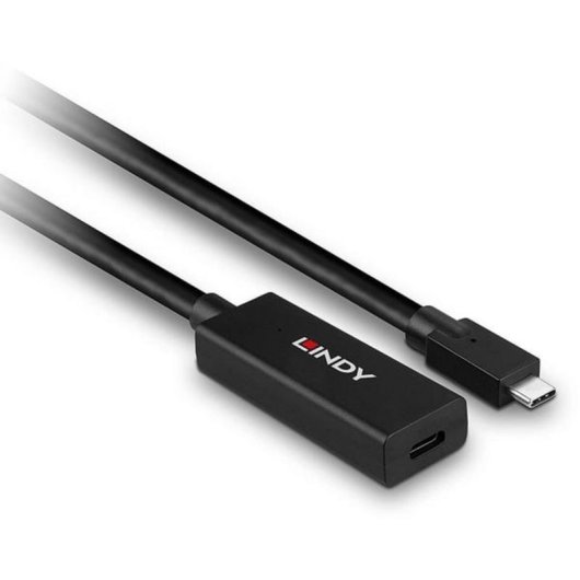 Cable alargador USB-C Lindy 43364 5 m USB 3.2 Gen 2 10 Gbit/s Negro