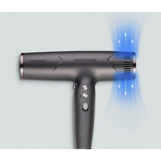 Secador de Cabelo Iónico Medion LIFE HD2 MD19984 1740W 3 Temperaturas 3 Velocidades Difusor Cinzento