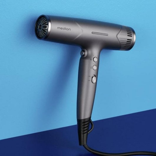 Secador de Cabelo Iónico Medion LIFE HD2 MD19984 1740W 3 Temperaturas 3 Velocidades Difusor Cinzento