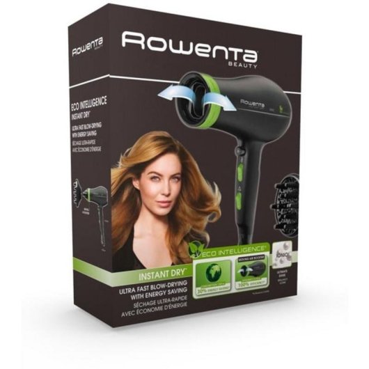 Sèche-cheveux Ionique Rowenta CV6030 1500W 3 Températures 2 Vitesses Diffuseur Noir Vert