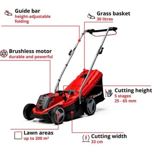 Cortacésped Einhell GE-CM 18/33 Li 18V 33 cm 200 m² Batería