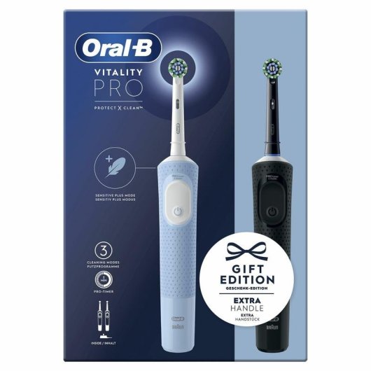 Oszillierende Zahnbürste Braun Oral-B Vitality Pro 3 Modi 2 Bürstenköpfe Timer