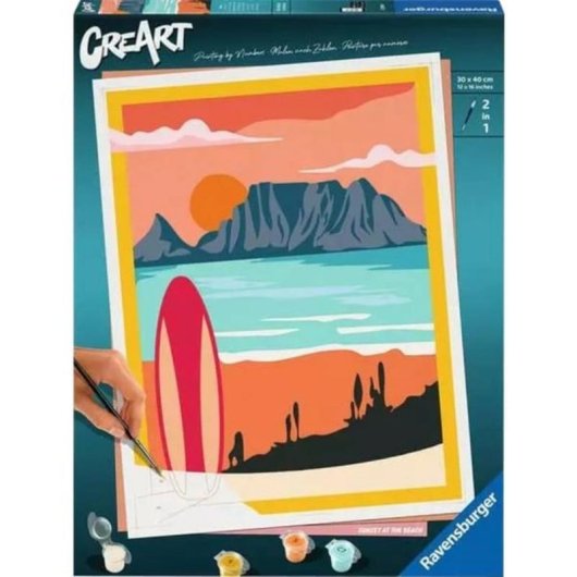 Ravensburger CreArt Malen nach Zahlen Set Sonnenuntergang am Strand 30x40 cm