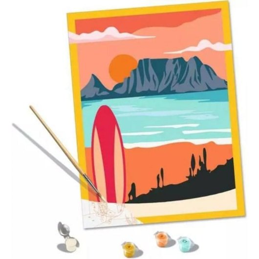 Ravensburger CreArt Malen nach Zahlen Set Sonnenuntergang am Strand 30x40 cm