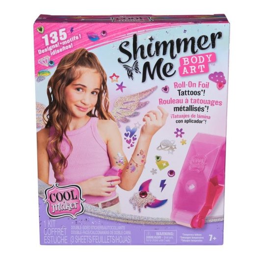 Kit di Tatovaggi Temporanei Cool Maker Shimmer Me Body Art per Bambine 7 Anni