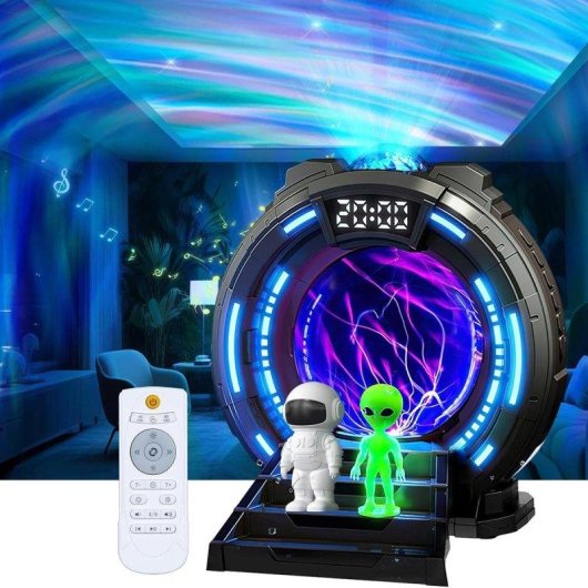 Proyector Klack Portal Interestelar con Bola de Plasma y Aurora Boreal