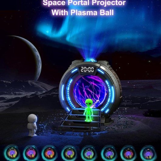 Proyector Klack Portal Interestelar con Bola de Plasma y Aurora Boreal