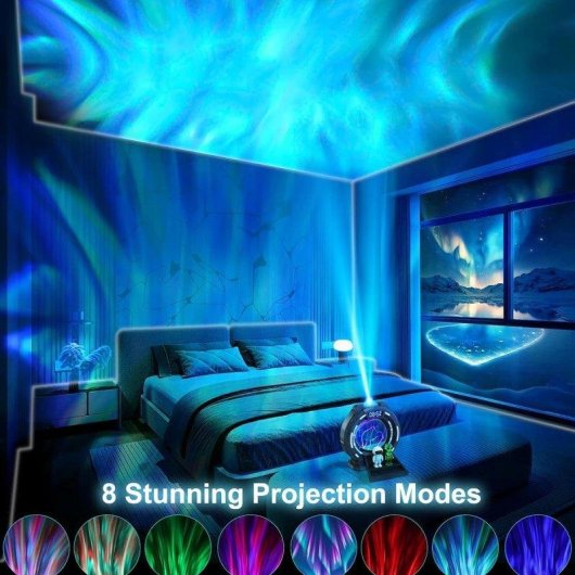 Proyector Klack Portal Interestelar con Bola de Plasma y Aurora Boreal