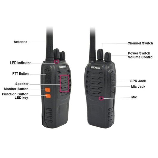 Walkie Talkies Klack Baofeng BF-888S UHF 400-470 MHz 3W 16 Canales Pack 2