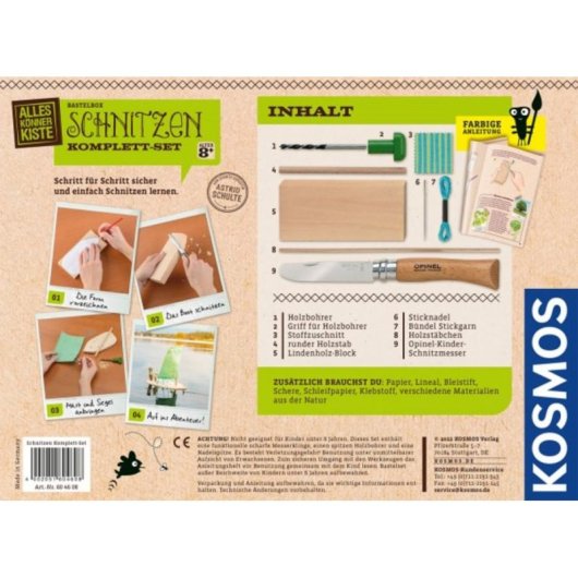 Kit d'expériences Schnitzen Komplett-Set KOSMOS multicolore à partir de 8 ans