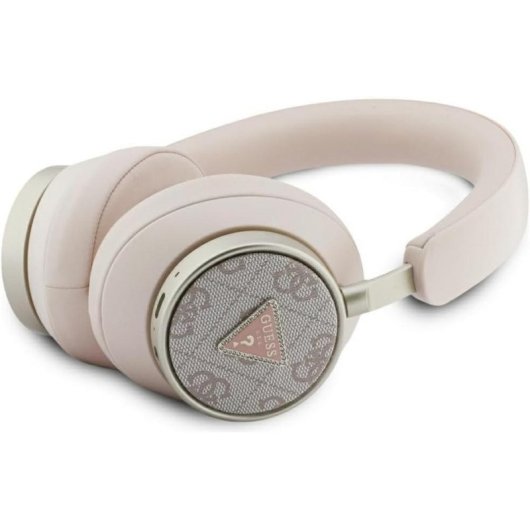 Auriculares Guess 4G Triangle Logo Bluetooth sem fios com ANC, rosa