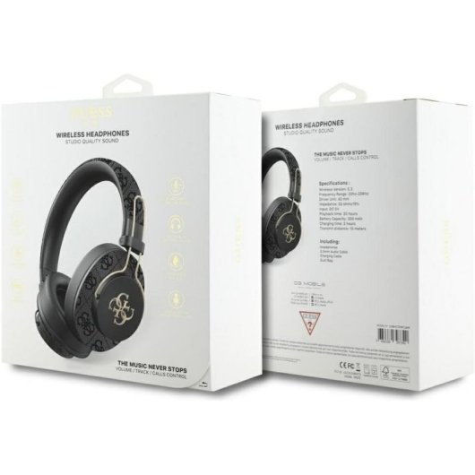 Cuffie Guess Metal 4G Logo Bluetooth wireless Bluetooth 5.3 ANC Nero Oro