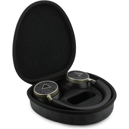 Casque Bluetooth Guess avec ANC, micro, commande vocale et logo, noir