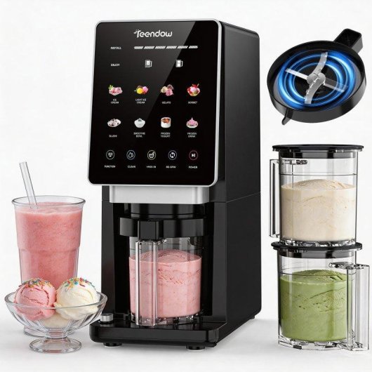 Machine à glaces Teendow KF-2501 1800W 650ml 3 Bols Noir