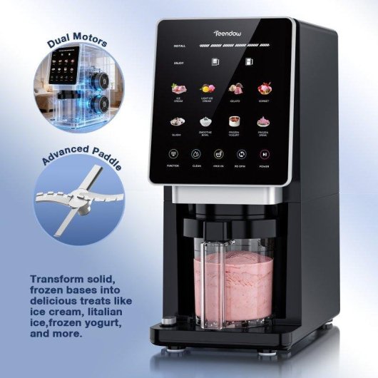 Machine à glaces Teendow KF-2501 1800W 650ml 3 Bols Noir