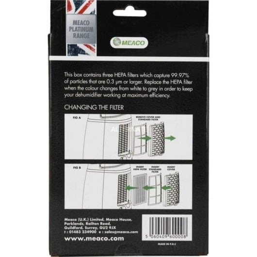 Filtre HEPA pour déshumidificateur Meaco 12L Low Energy, 3 pièces