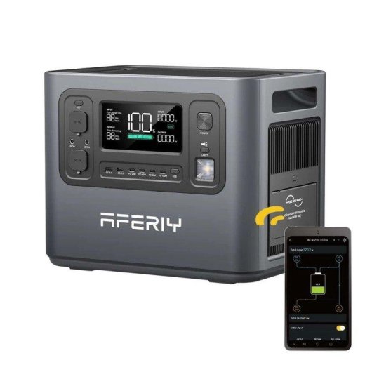 Station d’énergie AFERIY P210 2048Wh 13 ports LiFePO4 Écran LED App UPS