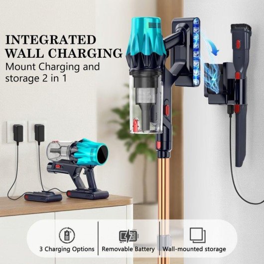 Akku Staubsauger Blossom V20 650W 55kPa 65 Min Laser Grün Blau Gold