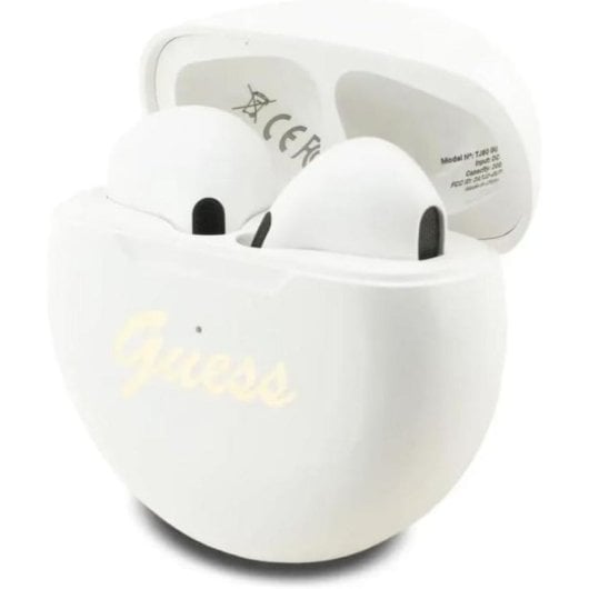 Guess TWS kabellose Bluetooth In-Ear Kopfhörer rund weiß mit Logo
