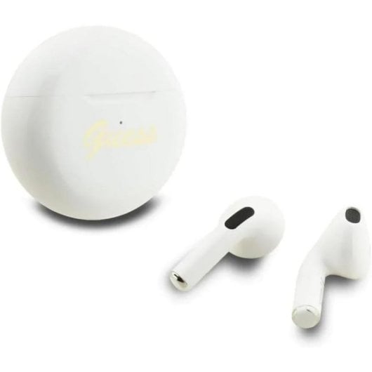 Guess TWS kabellose Bluetooth In-Ear Kopfhörer rund weiß mit Logo
