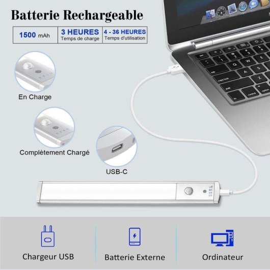 LED-Unterschrankleuchte Autrucker 2er-Pack magnetisch mit Bewegungssensor