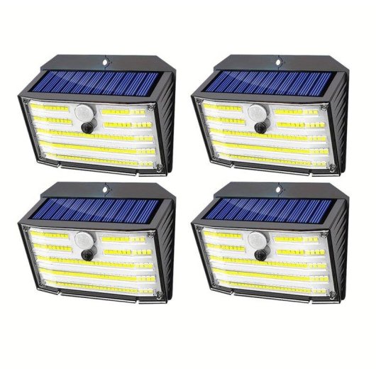 Pack 4 Außensolarleuchten Ohne Kabel 3 Einstellbare Modi Bewegungssensor 180°