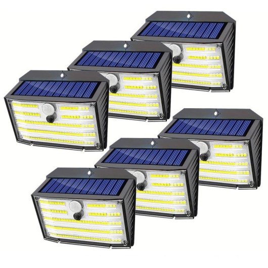 Luz Solar con Sensor de Movimiento Autrucker 180° 3 Modos IP65 6 Unidades