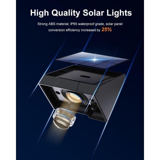 Pack 4 Luces Solares Autrucker Para Exterior, Luz Blanca Cálida LED, Impermeables