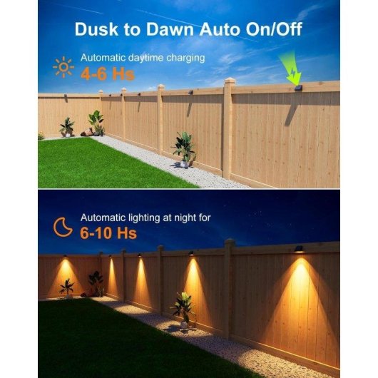 Pack 4 Luces Solares Autrucker Para Exterior, Luz Blanca Cálida LED, Impermeables