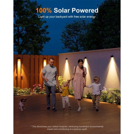 Pack 4 Luces Solares Autrucker Para Exterior, Luz Blanca Cálida LED, Impermeables