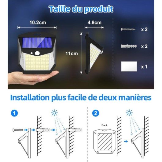 Pack 2 Luces Solares Exteriores Autrucker 248 LED Sensor Movimiento IP65 270°
