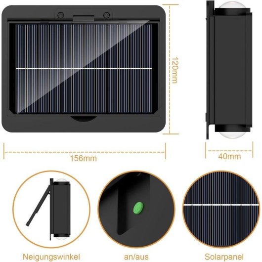 Wandleuchte LED Solar Autrucker Pack 2, Warmweiß, IP65 Garten Balkon