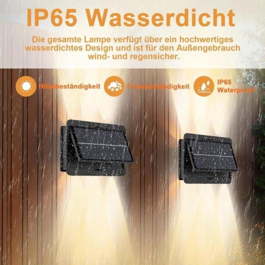 Wandleuchte LED Solar Autrucker Pack 2, Warmweiß, IP65 Garten Balkon