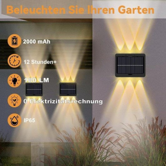 Wandleuchte LED Solar Autrucker Pack 2, Warmweiß, IP65 Garten Balkon