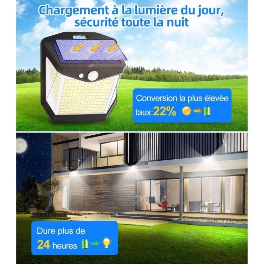 Luz Solar de Pared Autrucker 248 LED con Sensor de Movimiento IP65 270°