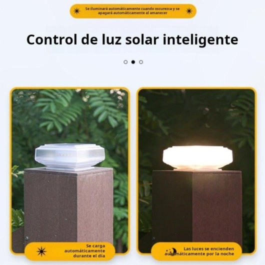 Poste de Luz Solar Autrucker 2 Unidades Cálida para Patios, Vallas y Jardines