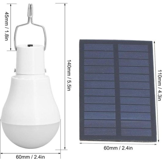 Bombilla LED Solar Recargable Autrucker Impermeable Colgante para Camping y Emergencias