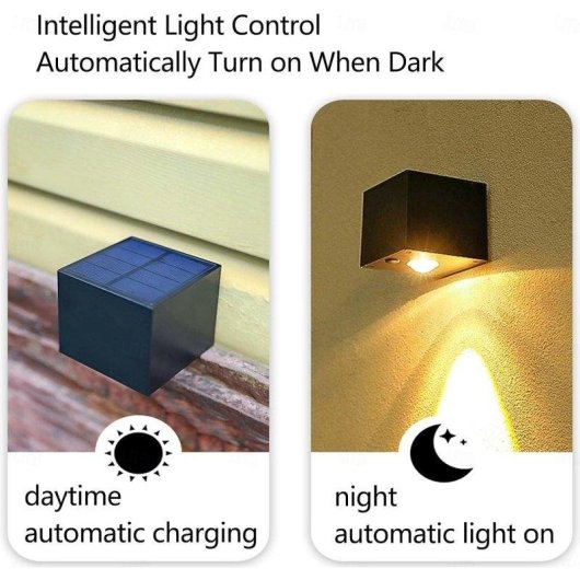 Apliques Solares Autrucker Lote 2 IP65 Luz Cálida Control Inteligente