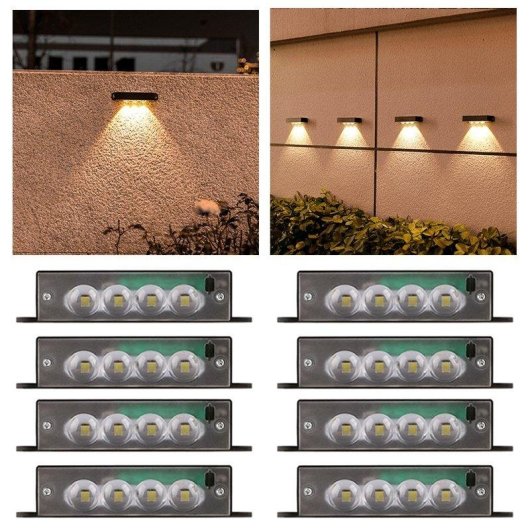 Luz Solar de Pared Autrucker 8 Luces LED 4 Unidades Impermeable IP65
