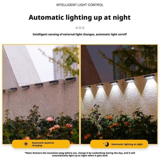 Luz Solar de Pared Autrucker 8 Luces LED 4 Unidades Impermeable IP65